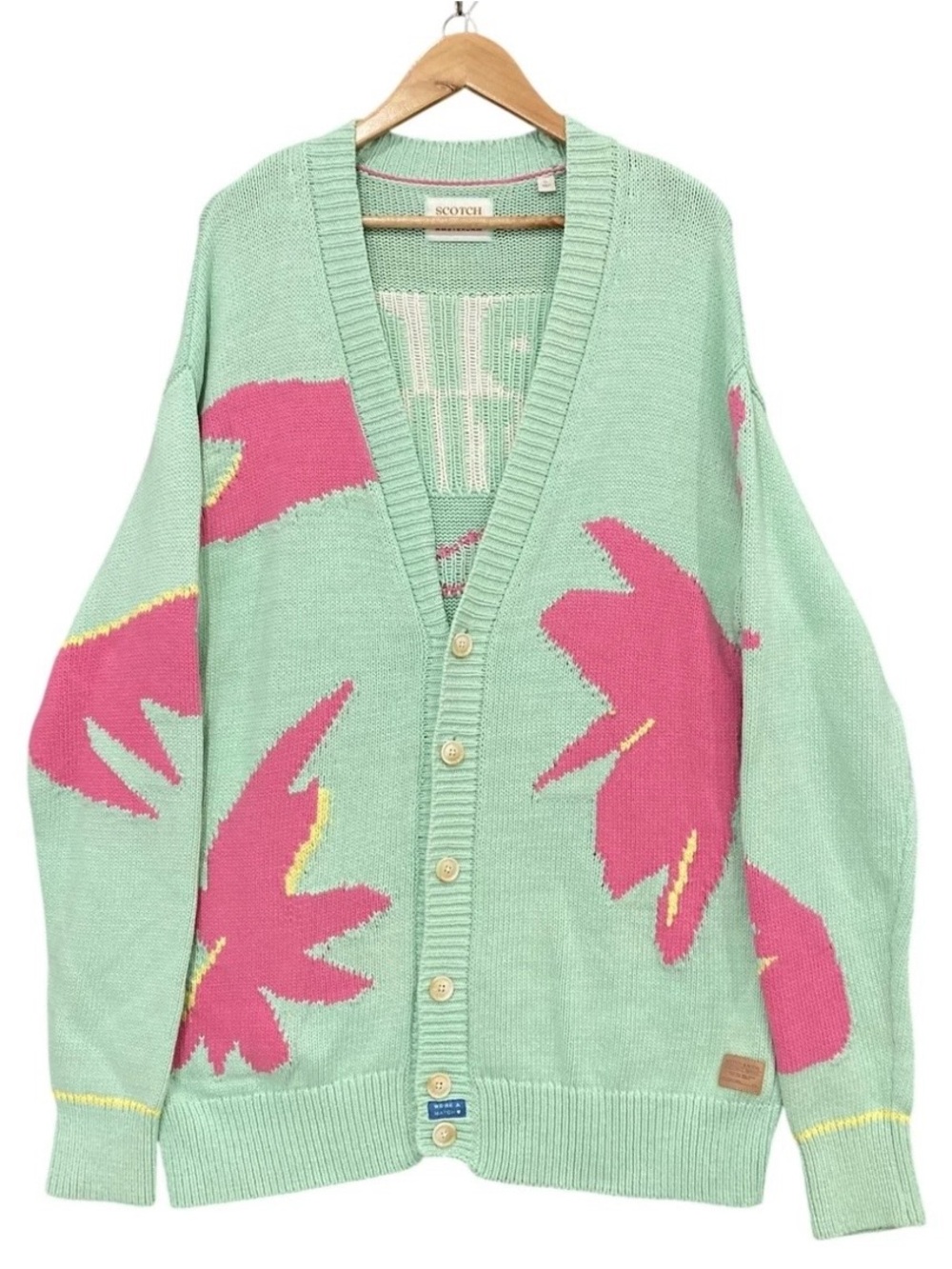 Scotch & Soda Mint Green Cardigan with Pink Floral Motif